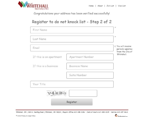 City of Whitehall Do Not Knock Registry